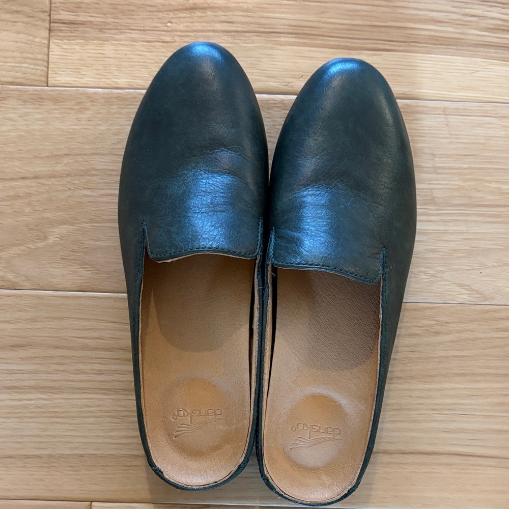 Dansko Lexie Forest Green Leather Mules size 36